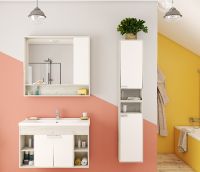 Зеркало со шкафом Aquaton Флай 100 1A237802FAX10 Белый Дуб крафт — фото 4, Зеркальные шкафы в ванную