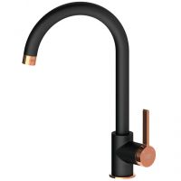 Смеситель для кухни GPD Gildo MTE165-S-R Черный Розовое золото — фото 1, Смесители