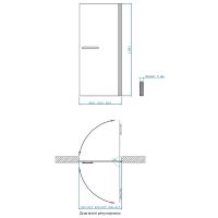 Душевая дверь Maybah Glass MGD-447-5 800x1980 на монопетле Хром матовый стекло прозрачное — фото 6, Душевые двери в нишу