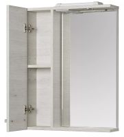 Зеркало со шкафом Aquaton Ронда 55 1A208602RSC2L с подсветкой Дуб сомерсет — фото 2, Зеркальные шкафы в ванную