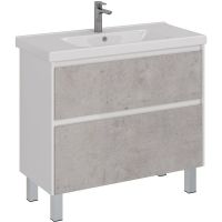 Тумба под раковину Lemark Combi 100 LM03C100T-Beton подвесная Бетон Белый глянец — фото 5, Мебель для ванной