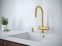 Дозатор для моющего средства Paulmark Brevit D005-G Золото — фото 2, Дозаторы для кухонных моек