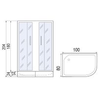 Душевой уголок Мономах ДУ 100x80 МЗ 10000005882 профиль Хром матовый стекло прозрачное с рисунком — фото 3, Душевые уголки