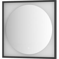 Зеркало Defesto Eclipce 70х70 DF 2232S с подсветкой 15W-3000К/в багетной раме/Сенсорный выключатель/Теплый белый свет/Черная рама — фото 1, Мебель для ванной