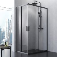 Душевой уголок AM.PM Gem S 120х80 W93G-404-120280-BT профиль Черный матовый стекло прозрачное — фото 1, Прямоугольные душевые уголки