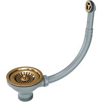 Слив-перелив для кухонной мойки Paulmark PM6022-BG Брашированное золото — фото 1, Сливы-переливы