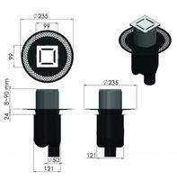 Душевой трап Berges Platz Norma 100x100 090058 с решеткой Хром матовый — фото 6, Трапы для душа