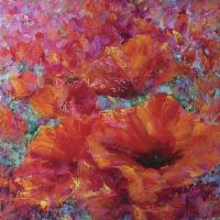 Фреска Ortograf Цветы 8080 Фактура флок FLK Флизелин (2,7*2,7) Красный/Зеленый, Цветы/Живопись — фото 2, Фрески