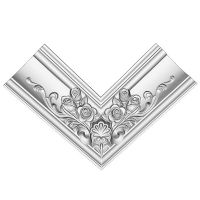 Внутренний угол для потолочного плинтуса Decomaster DP 353 R 290x83x113 мм — фото 1, Плинтуса напольные