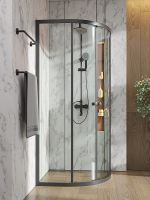 Товар: Душевой уголок Orange E01-090TB/G 90x90 профиль Черный стекло прозрачное - фото 5 Душевой уголок Orange E01-090TB/G 90x90 профиль Черный стекло прозрачное — фото 5, Душевые уголки четверть круга