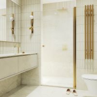 Душевая дверь Maybah Glass MGD-802-3 600x1980 на монопетле Золото стекло сатиновое — фото 1, Душевые двери в нишу