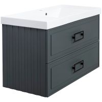 Тумба под раковину La Fenice Cubo 100 FNC-01-CUB-G-100-2 подвесная Серая матовая — фото 1, Тумбы под раковину