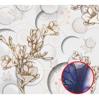 Фреска Ortograf 3D 30738 Фактура бархат серебро FX-S Флизелин (3*2,7) Белый/Бежевый, Цветы/Абстракция — фото 1, Фрески