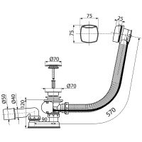 Слив-перелив Koller Pool B70CPPA полуавтомат Хром — фото 2, Сливы-переливы