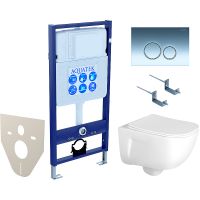 Комплект унитаза с инсталляцией Aquatek Set Aquatek Дива-018 4в1 с сиденьем Микролифт и клавишей смыва Хром глянцевый — фото 1, Комплекты унитаз + инсталляция