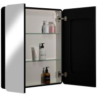 Зеркальный шкаф Reflection Black 760х850 RF2002BL с подсветкой Черный матовый — фото 3, Мебель для ванной