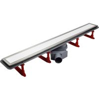 Душевой лоток Pestan Confluo Premium Line 950 White Glass 13000352 с двухсторонней решеткой Хром матовый Белый глянцевый — фото 3, Душевые лотки