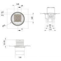 Душевой трап Berges Zentrum Uno 150x150 с решеткой Хром матовый арт-090472 — фото 5, Трапы для душа