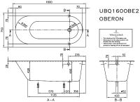 Квариловая ванна Villeroy&Boch Oberon 160x75 UBQ160OBE2V-01 без гидромассажа — фото 9, Акриловые ванны