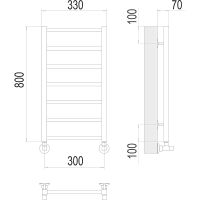 Водяной полотенцесушитель Terminus Контур П7 300х800 4670078529633 Хром, нижнее подключение, G 1/2" ВР, с угловым соединением — фото 4, Водяные полотенцесушители