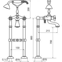 Товар: Смеситель для ванны Webert Ottocento OT720801065 Бронза - фото 2 Смеситель для ванны Webert Ottocento OT720801065 Бронза — фото 2, Смесители