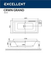 Акриловая ванна Excellent Crown Grand 190x90 WAEX.CRG19.ULTRA.GL с гидромассажем — фото 10, Ванны