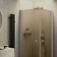 Душевой уголок Maybah Glass MGY-1298-5 800x800x1980 на монопетлях Хром матовый стекло бронзовое матовое — фото 2, Душевые уголки