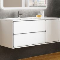 Тумба с раковиной SanVit Бруно-2 120 L kbruno2120Lw подвесная Белая глянцевая — фото 1, Тумбы с раковиной