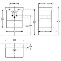Тумба под раковину Kerama Marazzi Pro 55 PRO.55.1\OLM подвесная Белая матовая Швейцарский вяз — фото 3, Тумбы под раковину