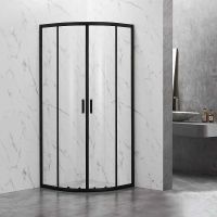 Душевой уголок Veconi Rovigo RV-202B 80х80 RV202B-80-01-C6 профиль Черный матовый стекло прозрачное — фото 1, Душевые уголки четверть круга