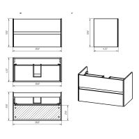 Тумба с раковиной Misty Адриана 90 УТ000010217 подвесная Дуб Вотан Белый — фото 5, Тумбы с раковиной