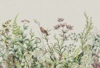 Фреска Ortograf Цветы 33602 Фактура флок FLK Флизелин (4*2,7) Серый/Зеленый, Цветы/Листья/Птицы — фото 2, Фрески