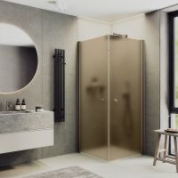 Душевой уголок Maybah Glass MGY-1298-2 800x800x1980 на монопетлях Бронза стекло бронзовое матовое — фото 1, Душевые уголки