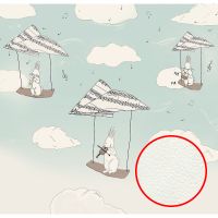 Фреска детская Ortograf Для малышей 30124 Фактура флок FLK Флизелин (2,8*2,7) Бирюзовый/Белый, Животные/Облака — фото 1, Фрески