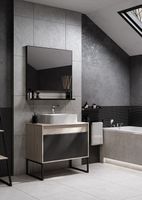 Тумба под раковину Aquaton Лофт Урбан 80 1A247601LQX60 подвесная Cерый графит Дуб орегон — фото 18, Мебель для ванной