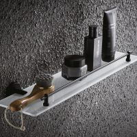 Стеклянная полка Haiba HB8707 Черная — фото 2, Полки для ванной и душа