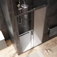 Душевая дверь AM.PM Gem Solo 100 W90G-100-1-195BM профиль Черный матовый стекло матовое-прозрачное — фото 3, Раздвижные душевые двери