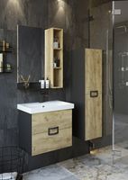 Шкаф пенал Sanflor Выборг 32 С16297 подвесной Дуб крафт золотой — фото 4, Пеналы для ванной комнаты