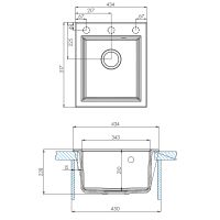 Кухонная мойка Aquaton Линеа 43 1A732932LW250 Серый шелк — фото 3, Кухонные мойки