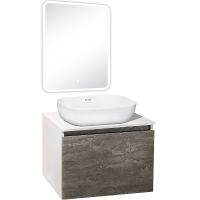 Тумба под раковину Runo Бари 60 00-00001378 подвесная Железный камень Белая — фото 17, Тумбы под раковину