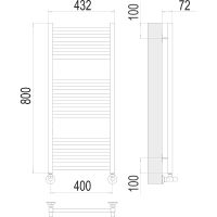 Водяной полотенцесушитель Terminus Аврора П16 400x800 4670078529305 Хром, нижнее подключение, G 1/2" ВР, с угловым соединением — фото 4, Водяные полотенцесушители
