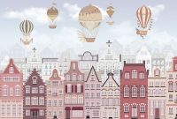 Фреска детская Ortograf Для самых маленьких 33692 Фактура флок FLK Флизелин (4*2,7) Разноцветный, Воздушные шары/Город арт-33692 (флок FLK) — фото 2, Фрески