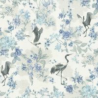 Обои Yien Feerie 3501-5 Винил на флизелине (1,06*10) Белый/Голубой/Серый, Птицы/Цветы — фото 1, Обои для стен