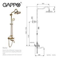 Душевая система Gappo G89-6 G2489-6 Золото — фото 17, Душевые стойки