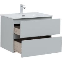 Тумба под раковину Aquanet Алвита New 70 303907 подвесная Серая матовая — фото 8, Мебель для ванной