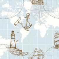 Обои детские Andrea Rossi Kids Land 54271-1 Винил на флизелине (1,06*10,05) Голубой, Карты — фото 1, Обои для стен