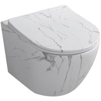 Унитаз Ceruttispa Sella Aria Tornado MMW CT9532 подвесной Белый матовый мрамор с сиденьем Микролифт — фото 1, Подвесные унитазы