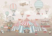 Фреска детская Ortograf Для малышей 6770 Фактура флок FLK Флизелин (4*2,7) Бежевый/Розовый/Зеленый, Животные/Воздушные шары/Мультимедия — фото 2, Фрески