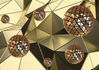 Фреска Ortograf 3D 33262 Фактура флок FLK Флизелин (3,8*2,7) Золото, Абстракция — фото 2, Фрески