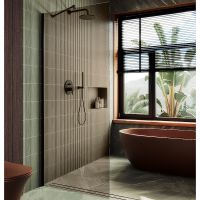 Душевая перегородка Maybah Glass MGD-702-6ш 690x1950 в широком профиле Черный стекло бронзовое — фото 1, Душевые перегородки